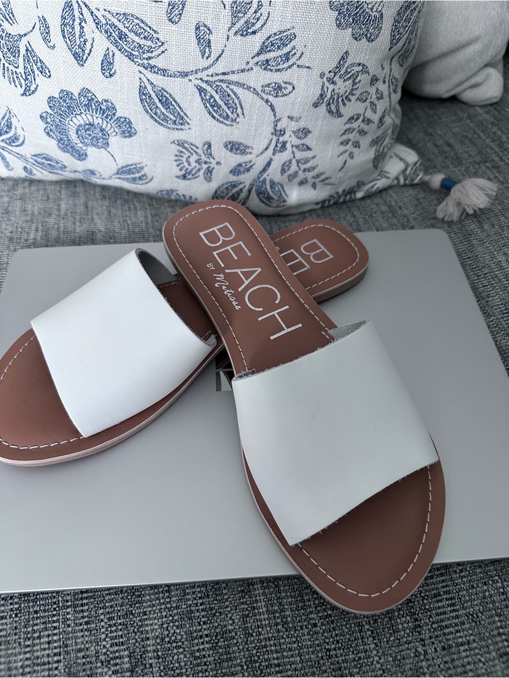 White Slide Sandals for Women